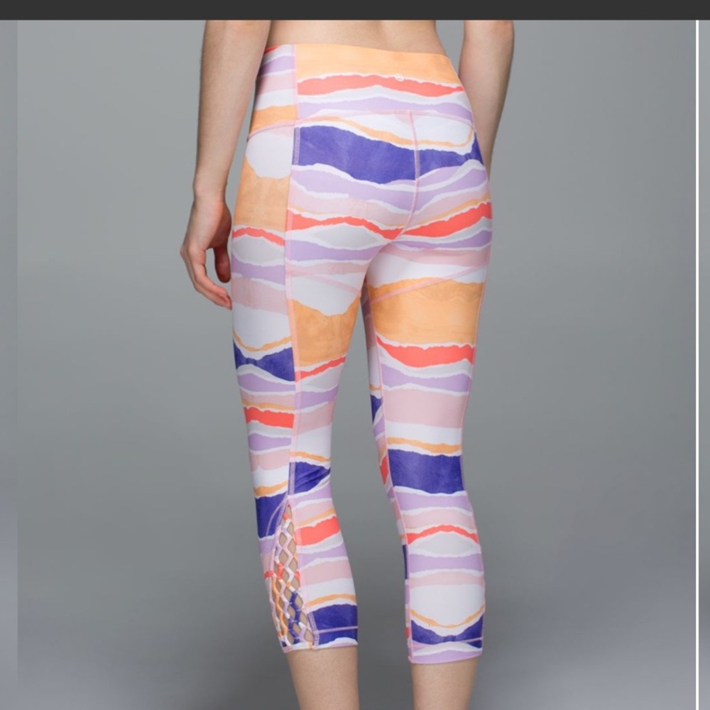 lululemon True Self Crop in Bleacher Stripe White Iris Flower